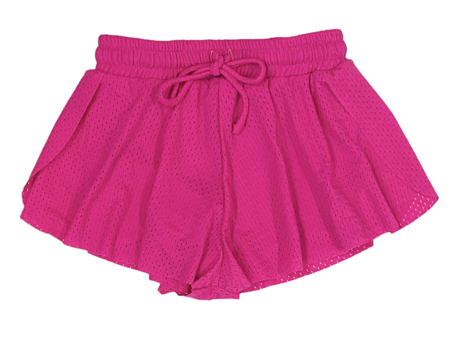 FBZ Dk Pink Mesh Flutter Shorts