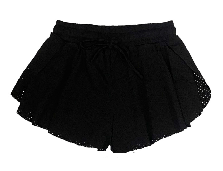 FBZ Black Mesh Flutter Shorts