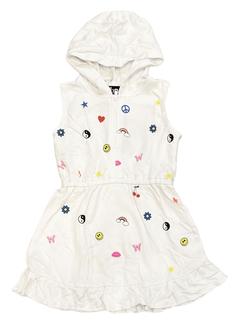 FBZ White Icons Hooded Dress Toddler