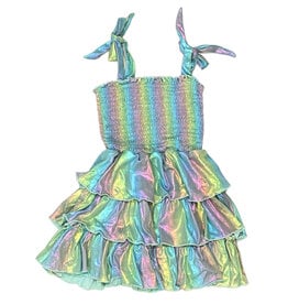 FBZ Light Rainbow Metallic Ruffle Infant Dress