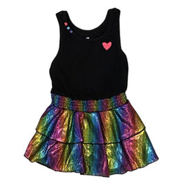 FBZ Black Metallic Heart Ribbed Infant Dress