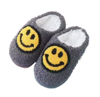 Grey Smiley Slippers