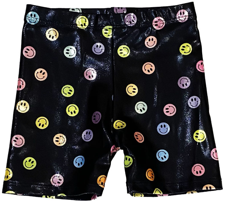 Social Butterfly Black Sparkle Smiley Infant Bike Shorts