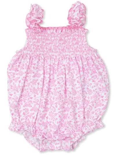 Kissy Kissy Pink Blooming Vines Smocked Bubble