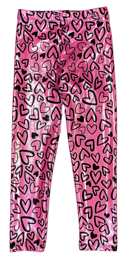 Flared leggings - Black/Hearts - Kids