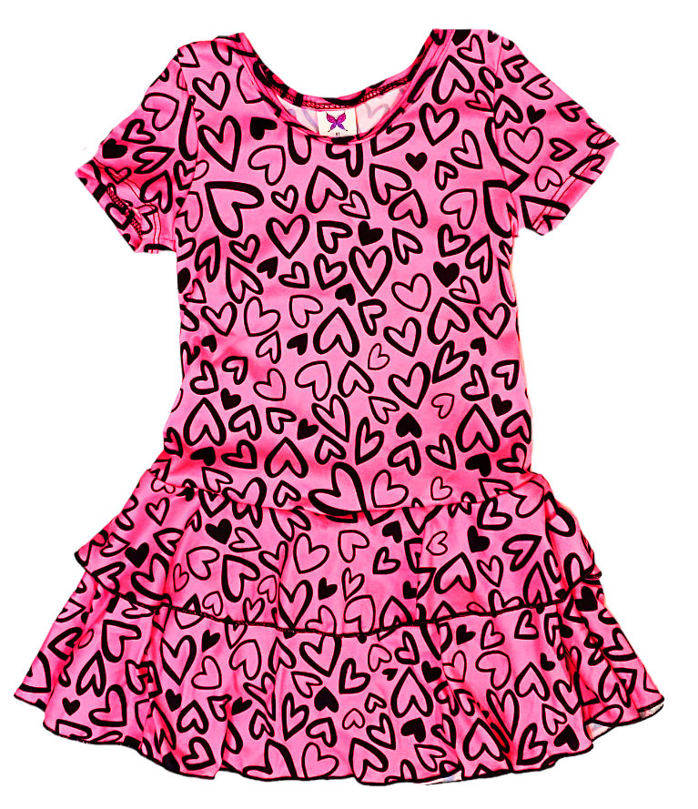 Social Butterfly Pink Hearts Ruffle Dress