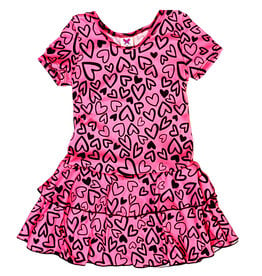 Social Butterfly Pink Hearts Infant Ruffle Dress