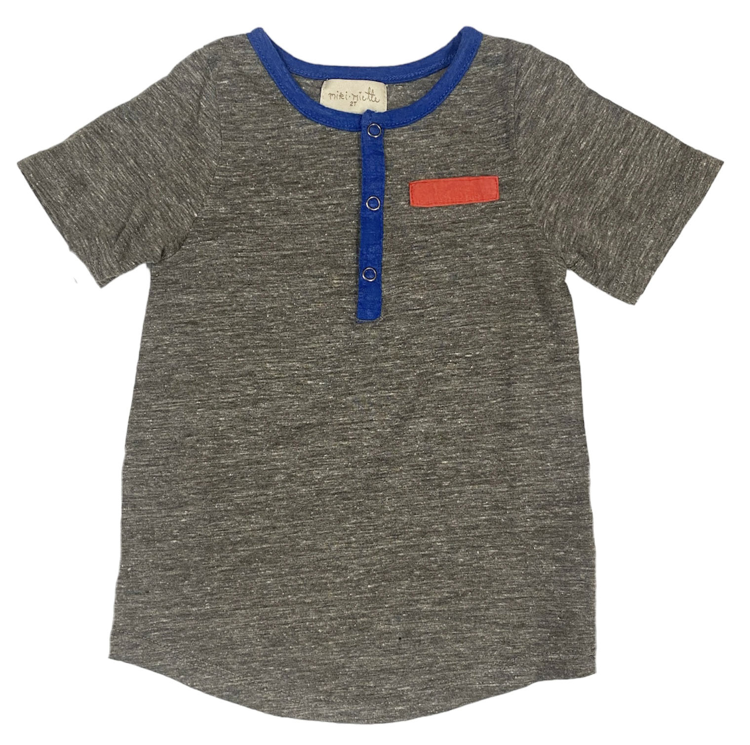 Miki Miette H Grey w/Blue/Red SS Henley Infant