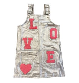 MIA New York Metallic Silver LOVE Overalls