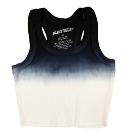 KatieJ NYC Blk/Wht Dip Dye Crop Tank Top