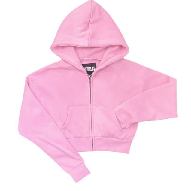 KatieJ NYC Dylan Cotton Candy Cropped Zip Hoodie