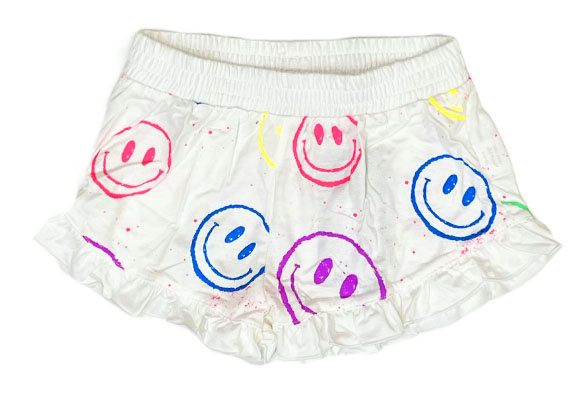 FBZ Multi Smile Splatter Ruffle Short