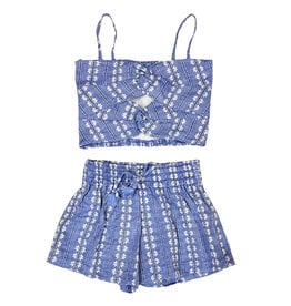 FBZ Blue Chambray Print Short Set