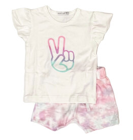 Little Mish Pastel TD Peace Out Short Set