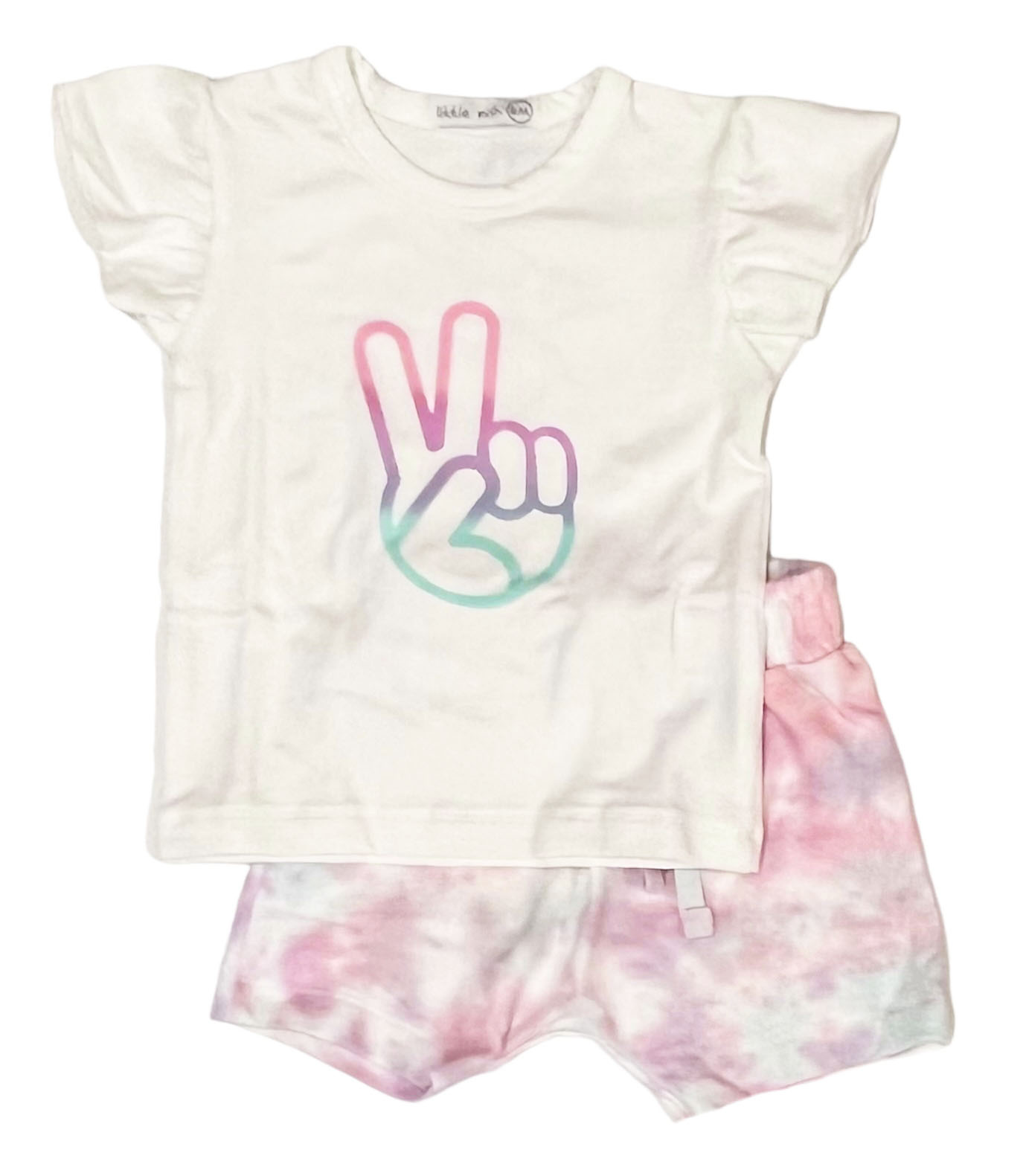 Little Mish Pastel TD Peace Out Short Set