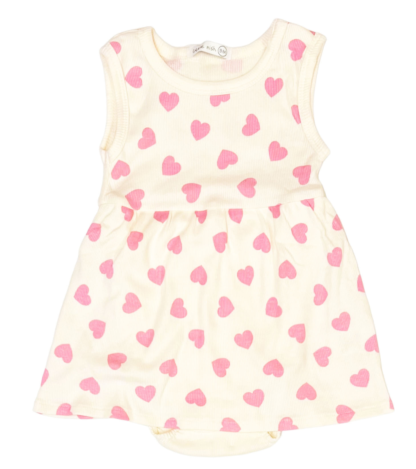 Little Mish Pink Heart Ribbed Twirl Dress