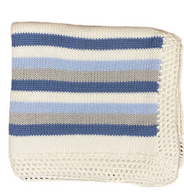 Gita White/Denim/Grey Striped Blanket