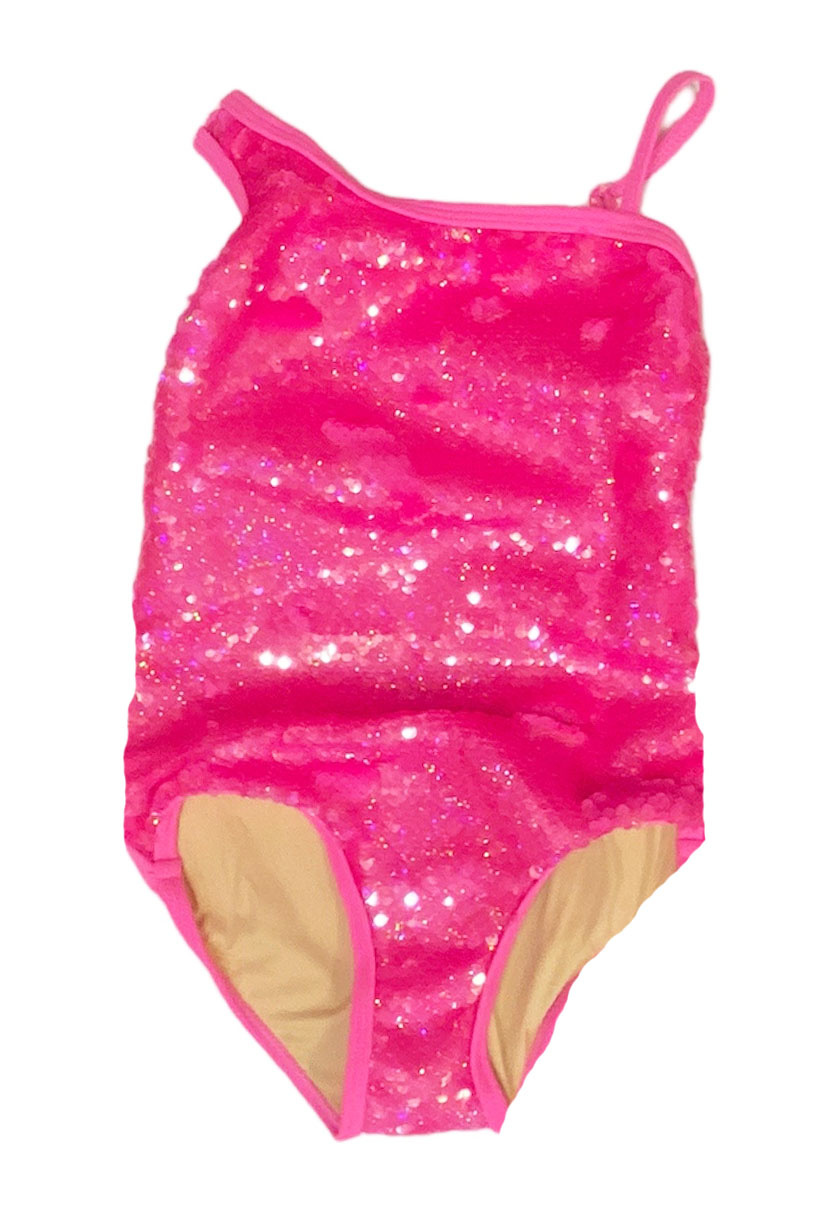 Shade Critters Hot Pink Sequin One Shoulder Swimsuit