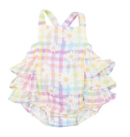 Angel Dear Gingham Daisy Gauze Sun Suit