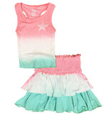 FBZ Pink/Green Ombre Star Skirt Set