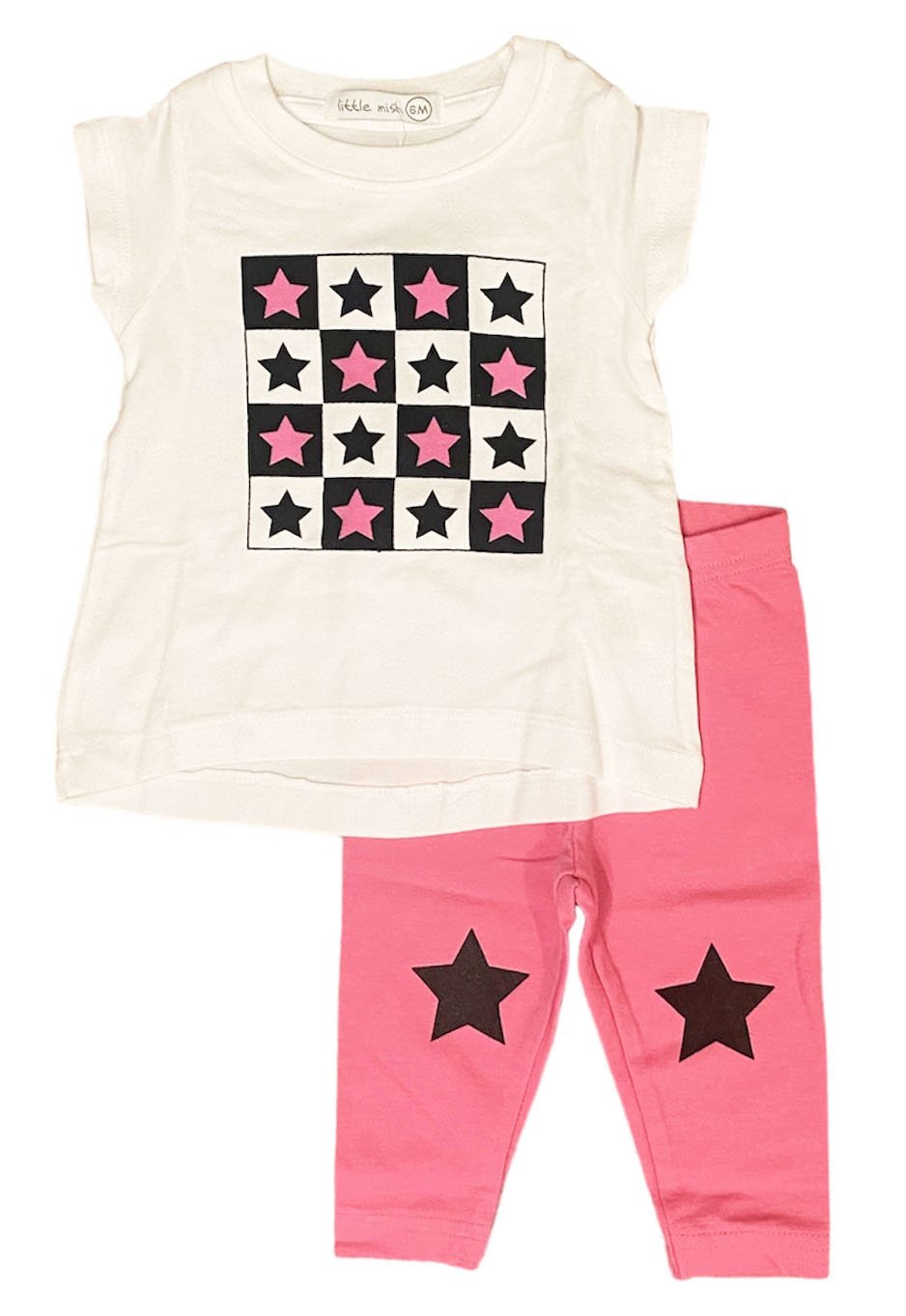 Little Mish Pink Checker Star Legging Set