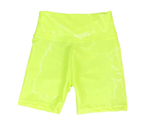 Dori Lame Neon Yellow High Waisted Bike Short