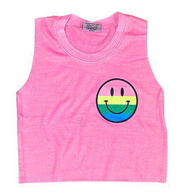 Firehouse Pink Striped Smiley Tank Top