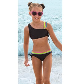 Limeapple Black w/Beaded Bright Straps Bikini