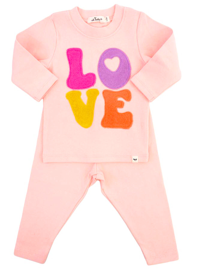 Oh Baby! LOVE Terry Pink  L/S 2 pc Set