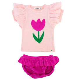Oh Baby! Orchid Terry Ruffle Heart w/Skirted Bottom Set