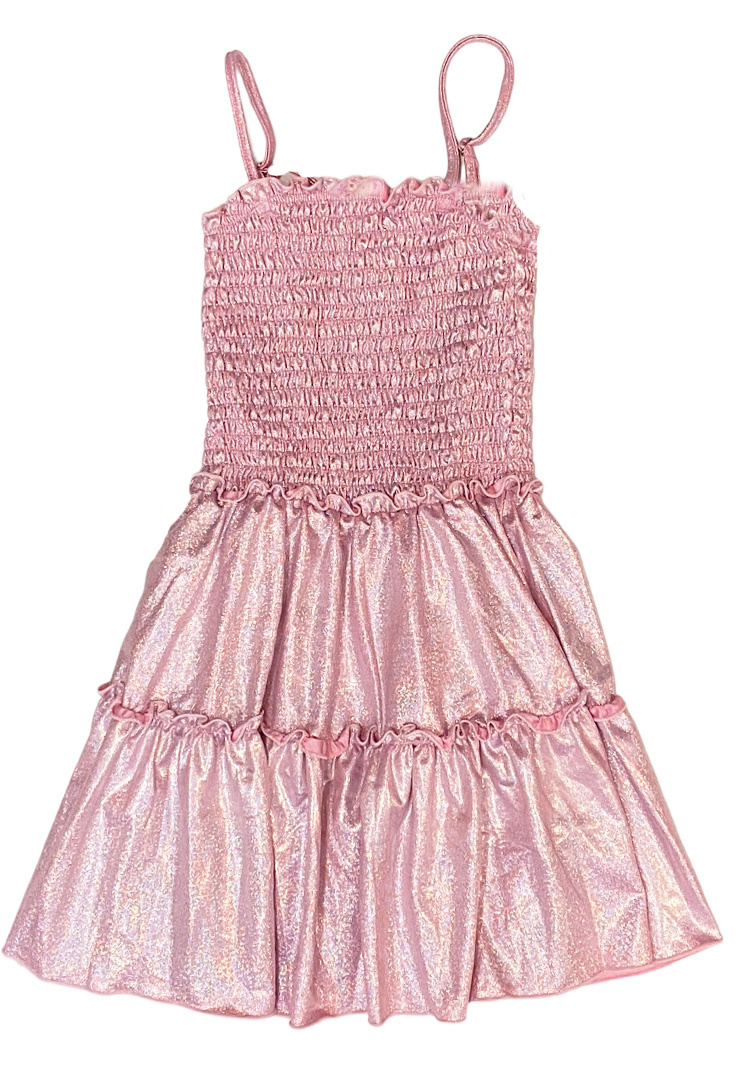 FBZ Metallic Lt Pink Smocked Dress