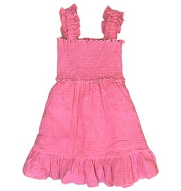 FBZ Hot Pink Gauze Smocked Dress