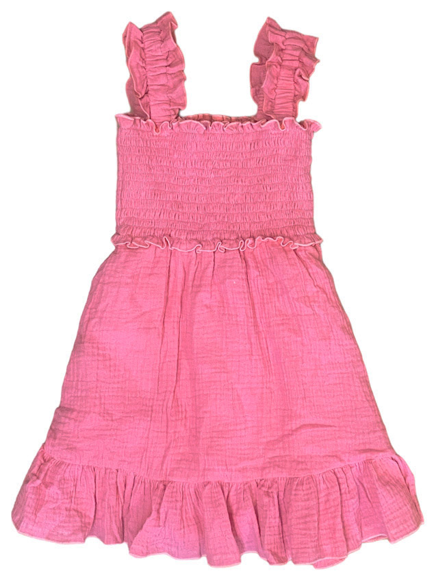 FBZ Hot Pink Gauze Smocked Infant Dress
