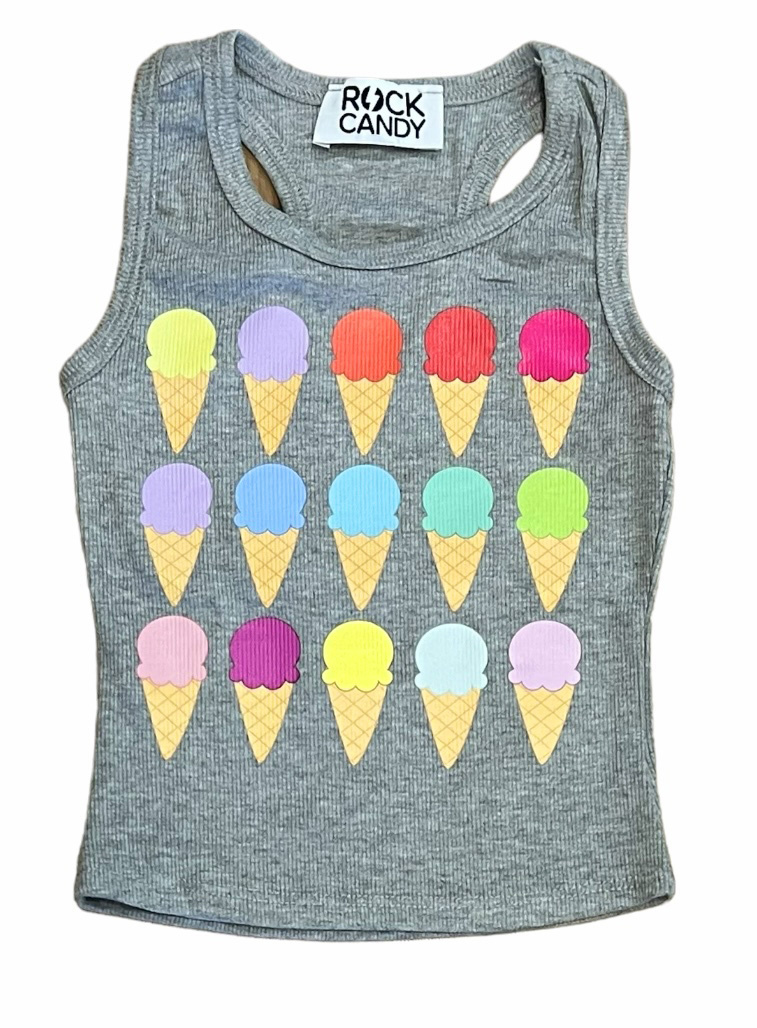Rock Candy Ice Cream Cones Ribbed Inf Tank Top