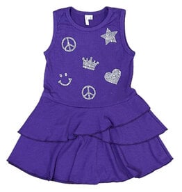 Sofi Purple Rhinestone Icon Ribbed Dress