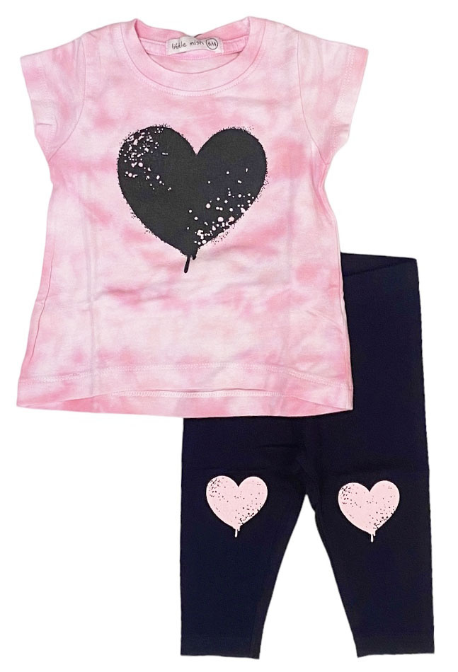 Little Mish Pink Graffiti Heart Legging Set