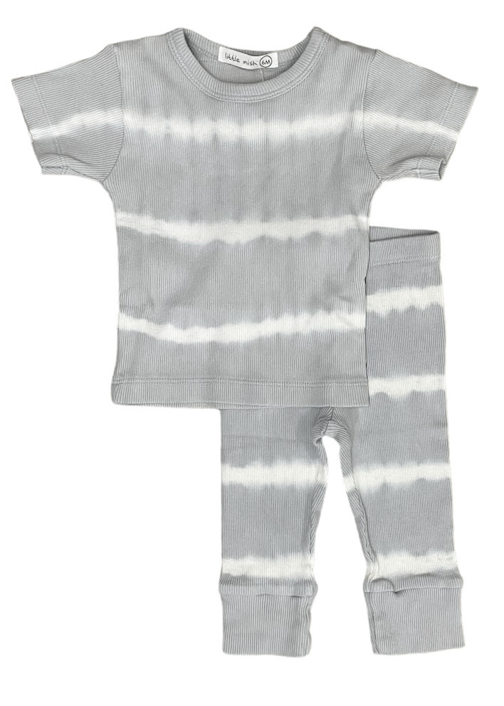 Little Mish Grey TD Ribbed Pant Set