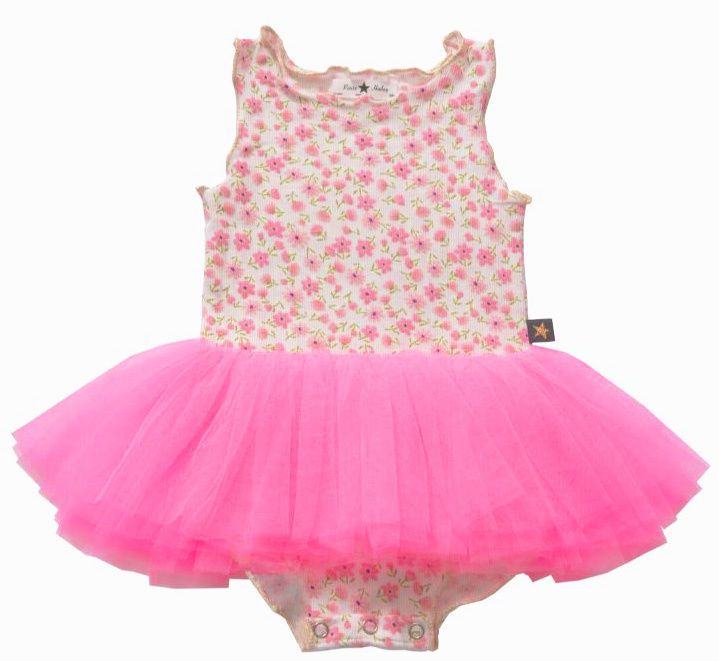 Petite Hailey Neon Pink Floral Infant Tutu Dress