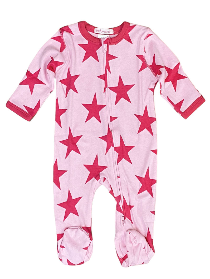 Baby Steps Large Pink Star Footie