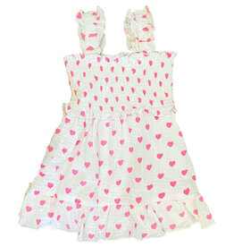 FBZ Pink Hearts Gauze Smocked Inf Dress