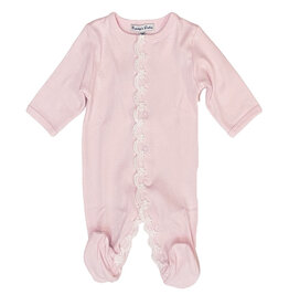 Sippys Pink Scalloped Floral Lace Footie