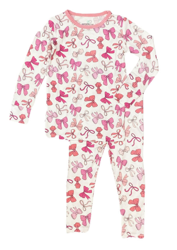 Macaron+Me Pink Bows PJ Set