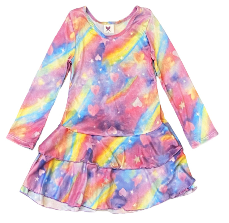 Social Butterfly Rainbow Sky Infant Dress