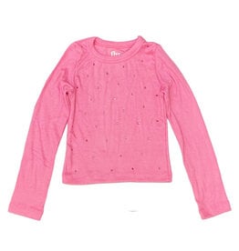 FBZ Pink Rhinestone Ribbed Top