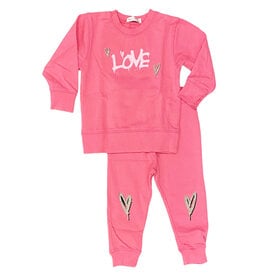 Little Mish Pink Graffiti Love Sweatpant Set