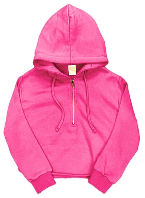 Suzette Azalea Pink Half Zip Hoodie