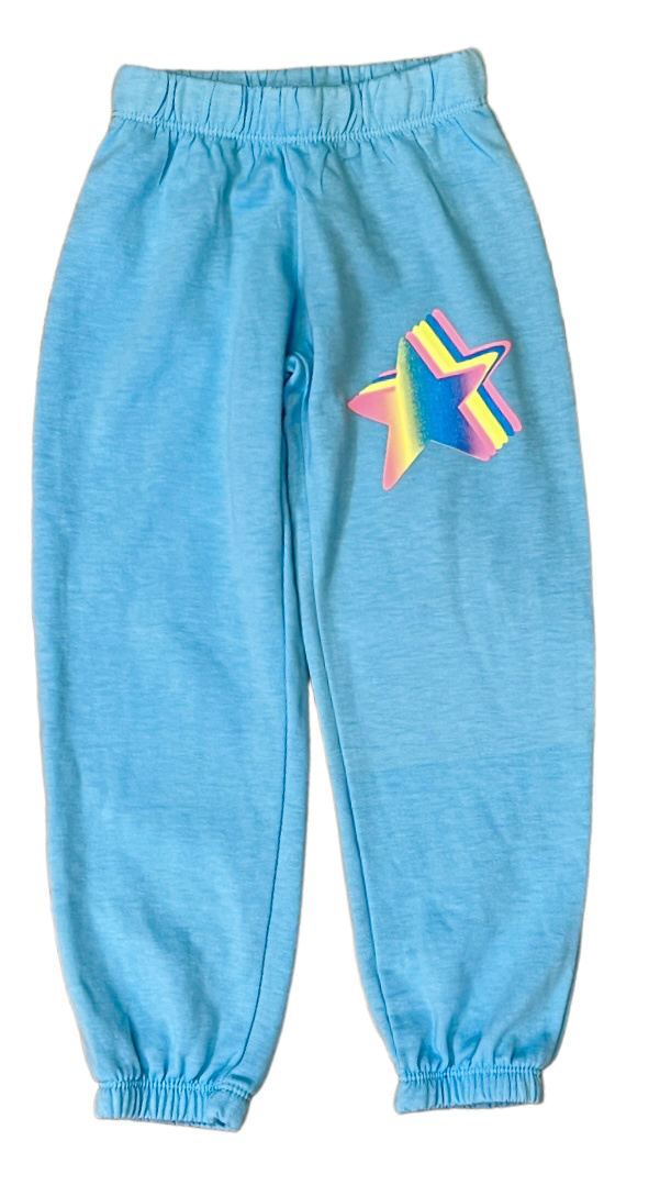 Firehouse Aqua Neon Ombre Star Fleece Sweatpant