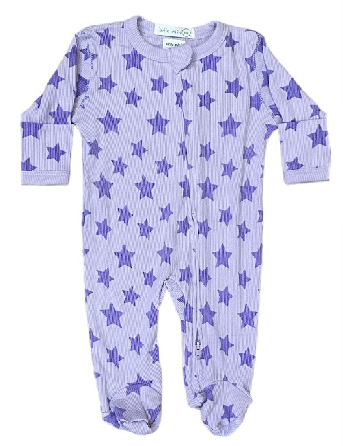 Little Mish Lilac Star Ribbed Footie