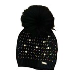 Bari Lynn Multi Beaded Pom Pom Hat
