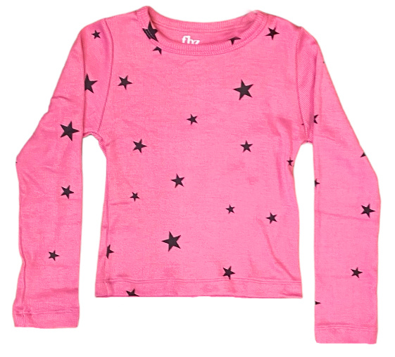 FBZ Dk Pink Star Ribbed Infant Top